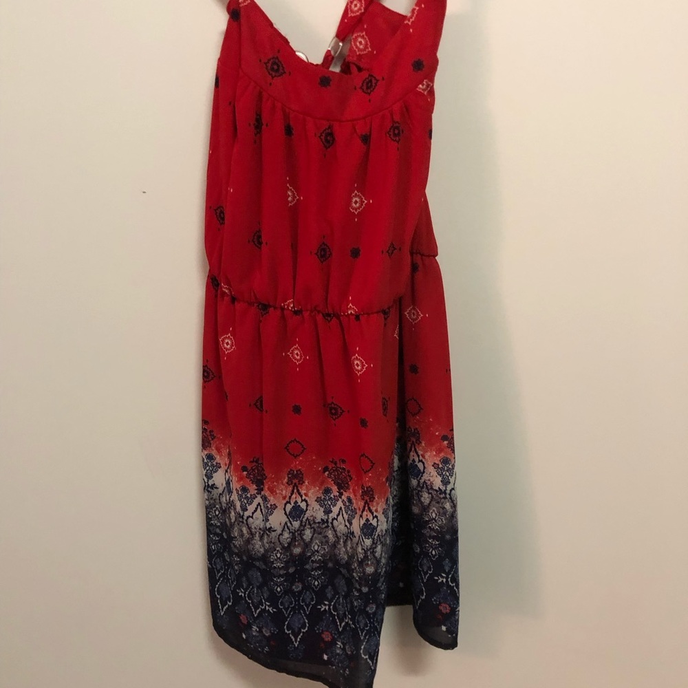 Red white and blue long top